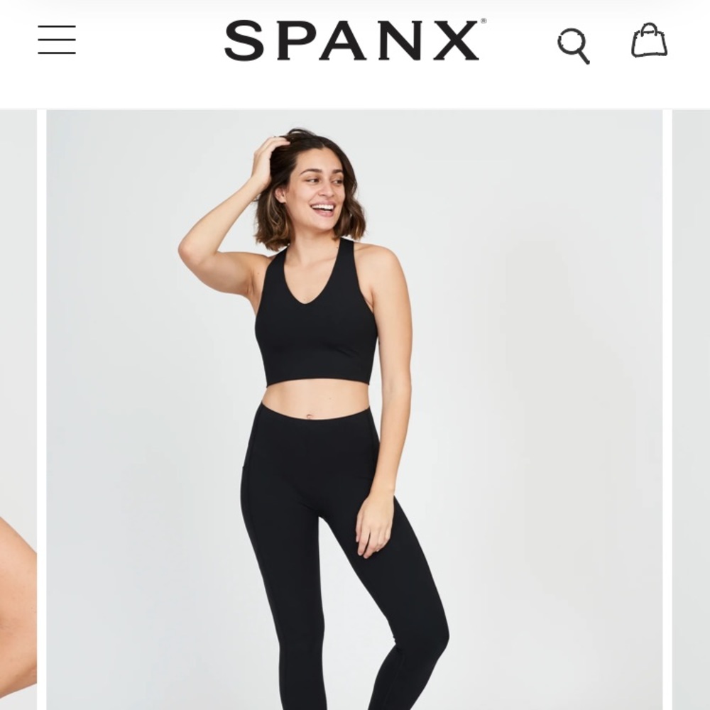 SPANX Black Longline Medium Impact SportsBra, XS